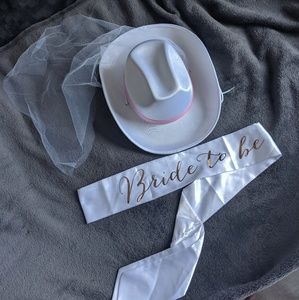 Bride Cowboy Hat & Satin Bride Sash